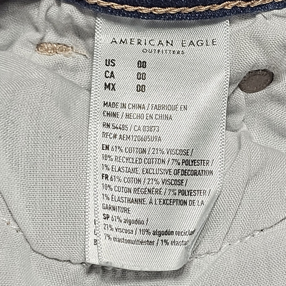 American Eagle Outfitters Women's Blue Distressed Denim Shorts - Picture 3 of 5